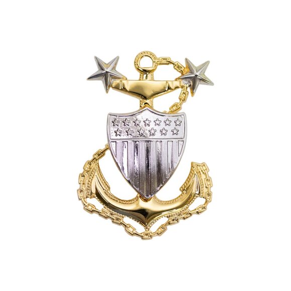 Vanguard USCG Cap Device Pin – E9 Master CPO – Regulation Size – 1-1/4" x 2-1/8" - Picture 1 of 5